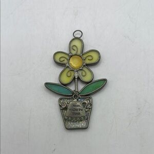 Vintage Yellow Green Faux Stained Glass Flower Decor Pendant? Mom Youre The Best
